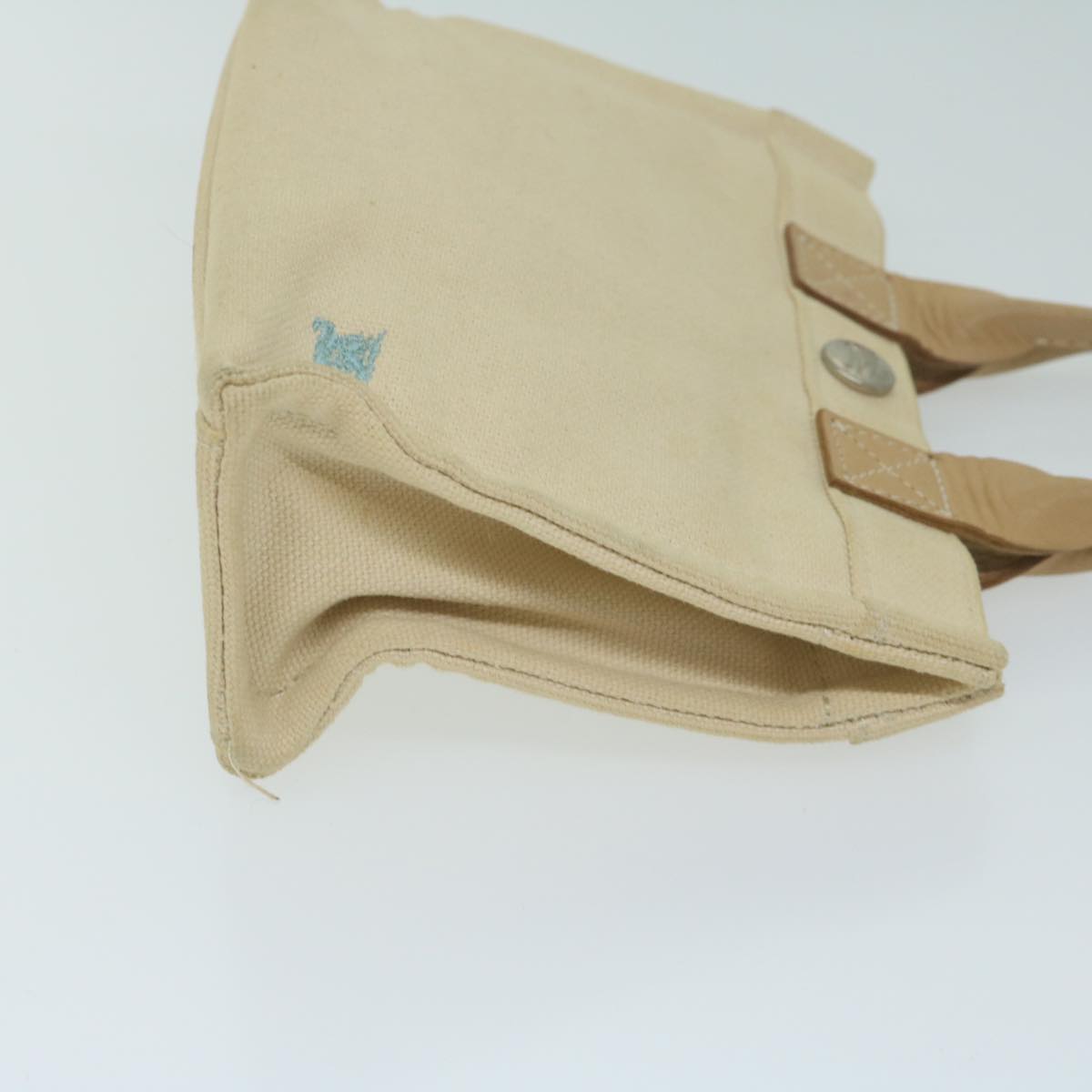 BBERRY Blue Label Hand Bag Canvas Beige Auth ti1470