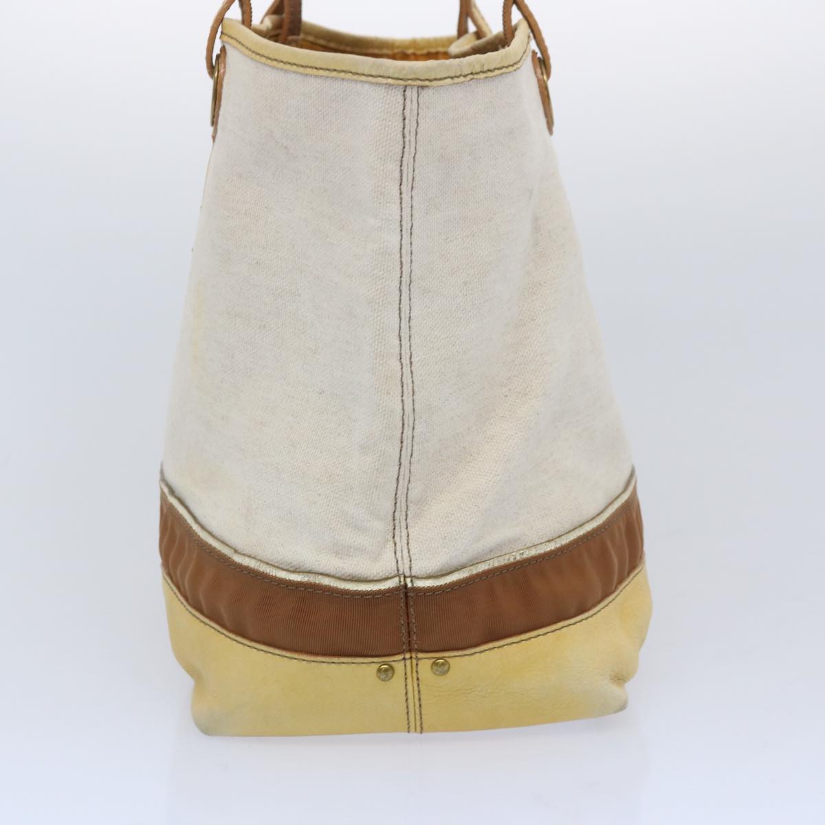 BBERRY Blue Label Tote Bag Canvas Beige Auth ti1544