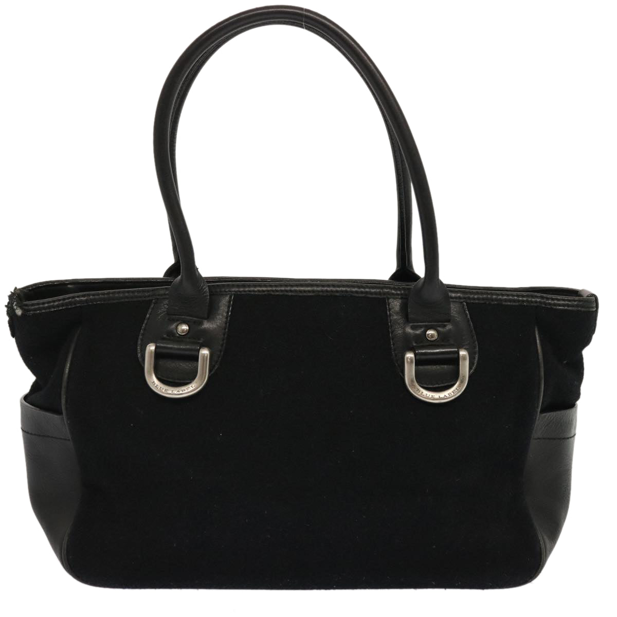 BBERRY Blue Label Hand Bag Wool Black Auth ti1622