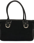 BBERRY Blue Label Hand Bag Wool Black Auth ti1622