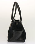 BBERRY Blue Label Hand Bag Wool Black Auth ti1622