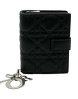 CHRISTIAN D1OR Black Quilted Lambskin Cannage Lady D1OR Wallet