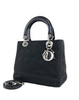 Christian D1OR Cannage Logo Charm Two-way Handbag Shoulder bag Black Vintage bgdau3