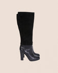 CHRISTIAN D1OR BLACK SUEDE TOP LEATHER HIGH HEEL BOOTS