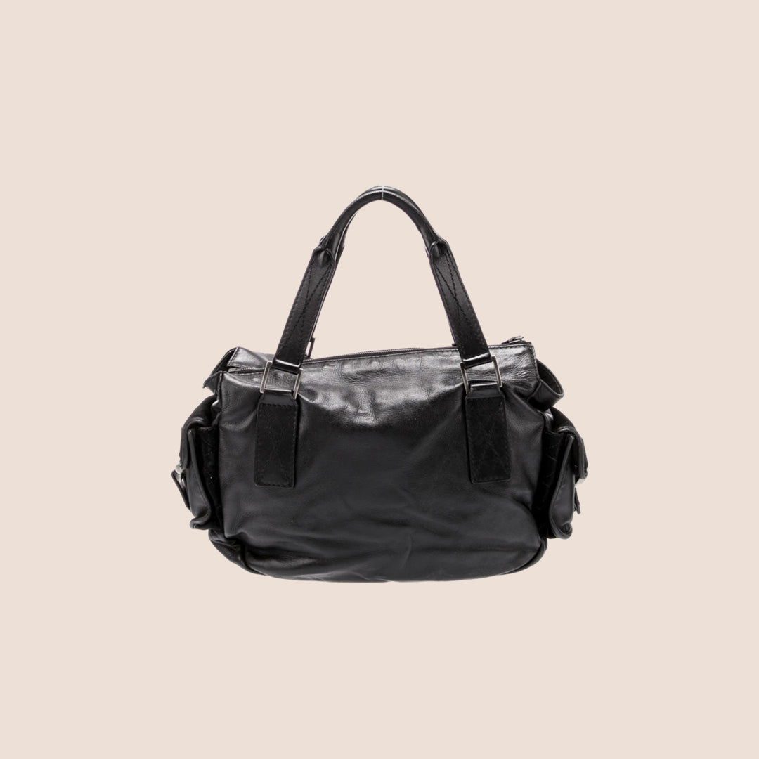 CHRISTIAN D1OR 2006 BLACK SUEDE REBELLE HOBO BAG