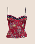 CHRISTIAN D1OR 2002 RED BANDANA BUSTIER TOP