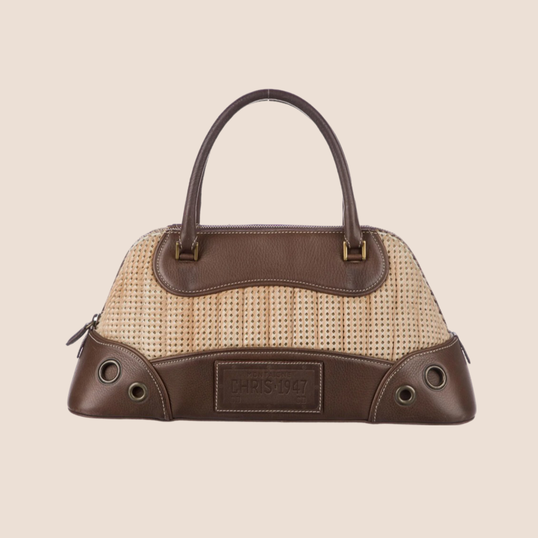 CHRISTIAN D1OR 2001 MONTAIGNE BROWN CADILLAC TOP HANDLE BAG