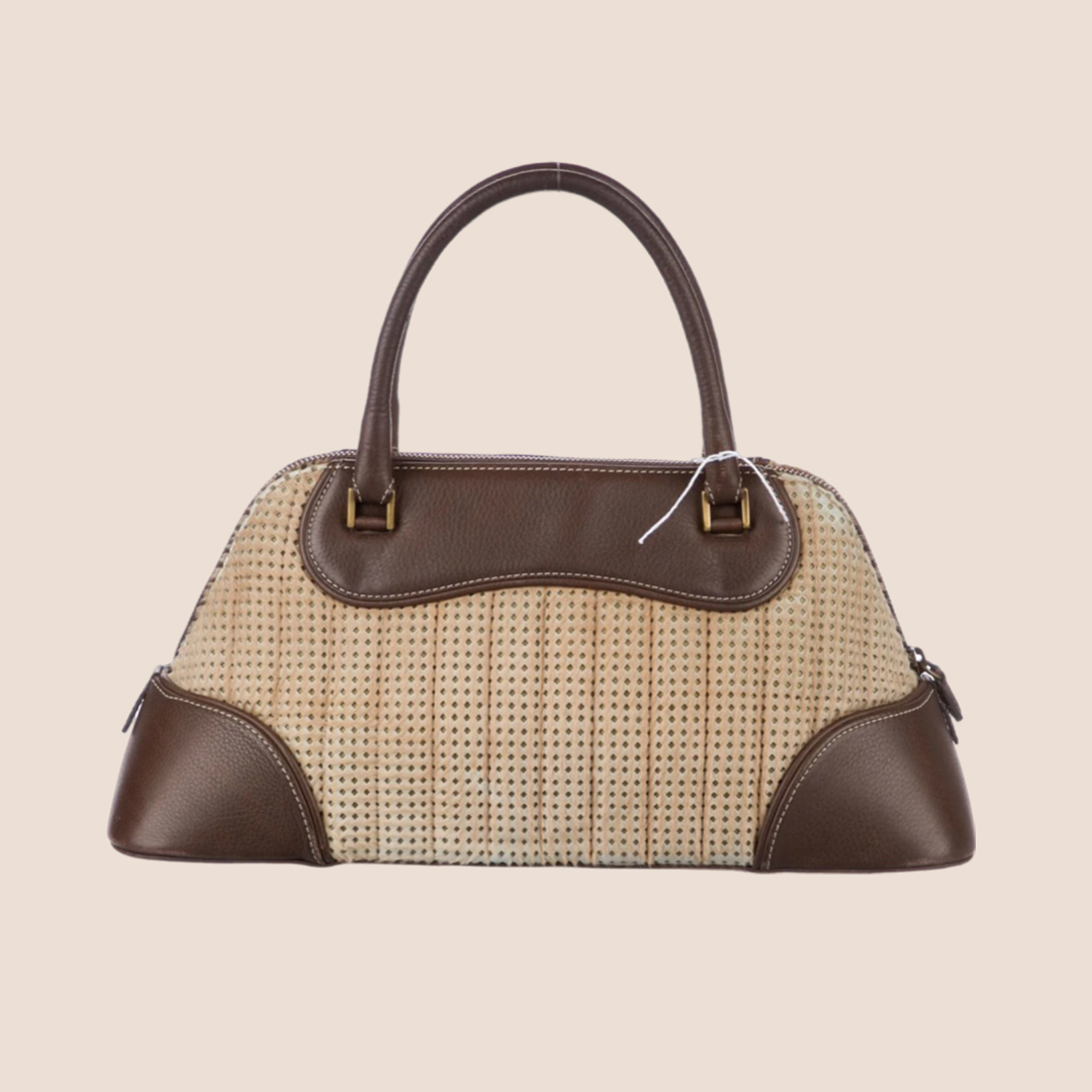 CHRISTIAN D1OR 2001 MONTAIGNE BROWN CADILLAC TOP HANDLE BAG