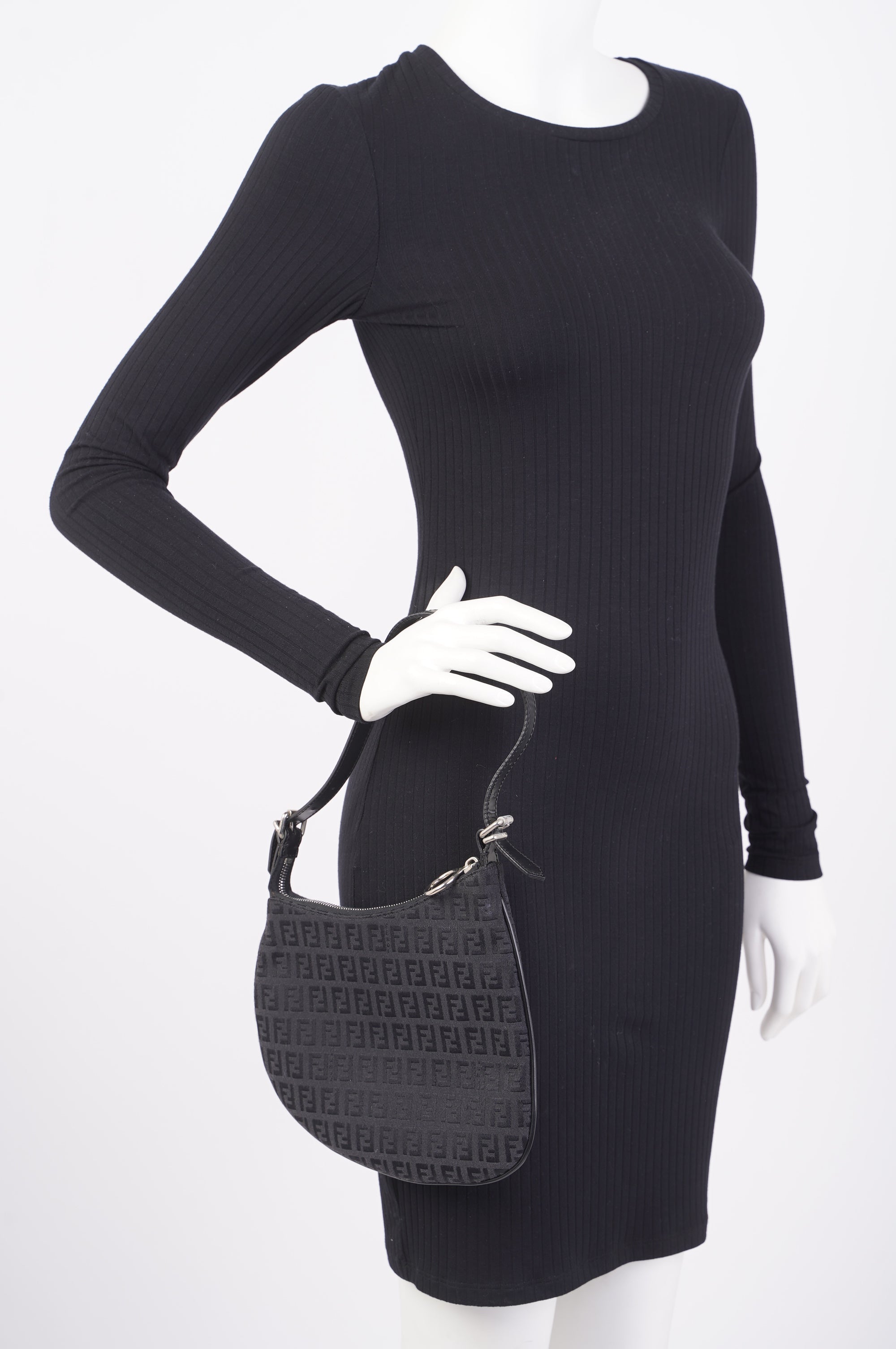 FNDI Baguette Bag Black Canvas