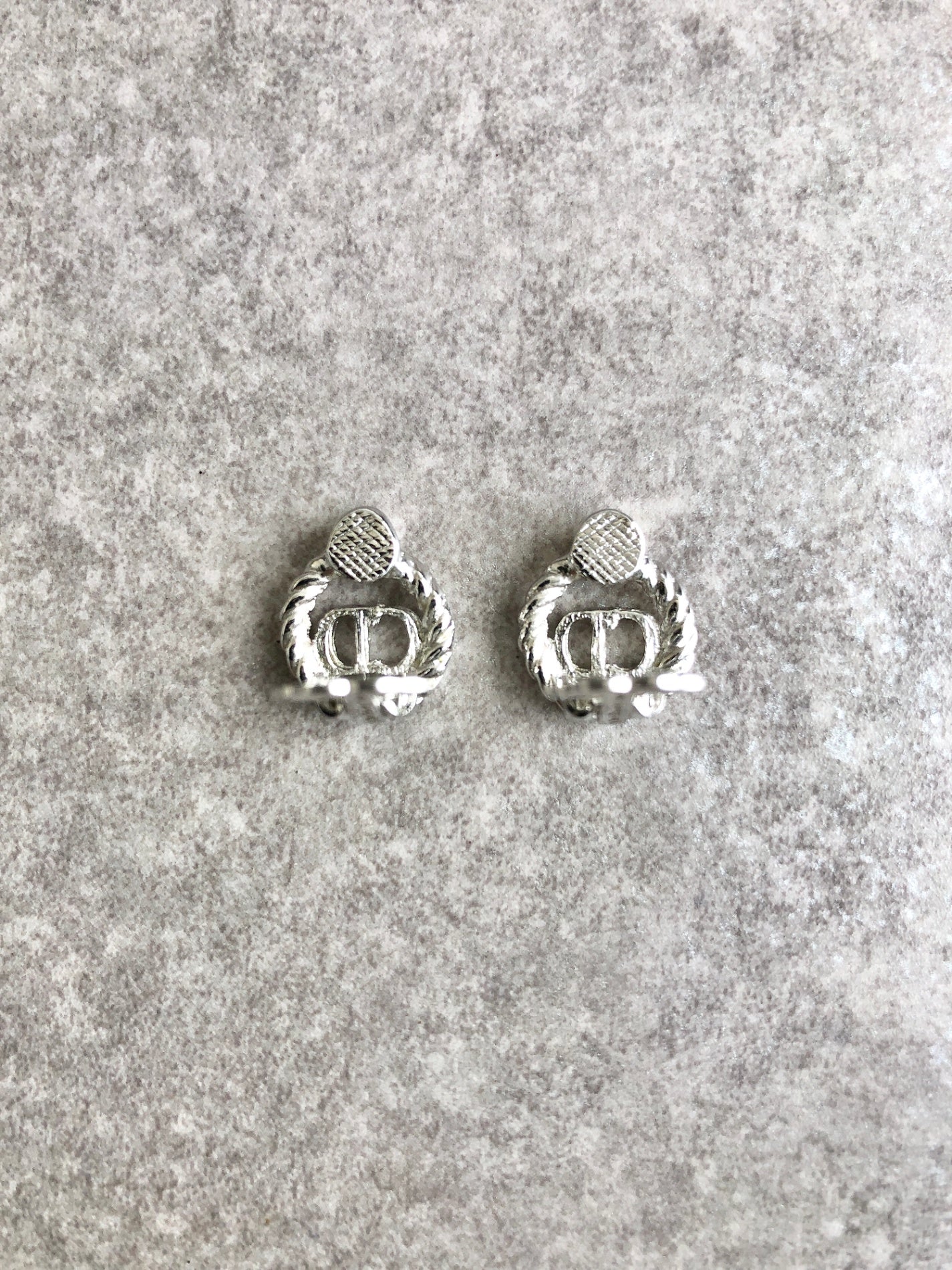 Christian D1OR CD Logo Earrings Silver Vintage rfti6g