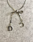 Christian D1OR CD Logo Ribbon Motif Bracelet Silver Vintage p5ds86
