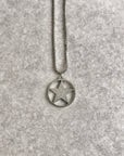 Christian D1OR  Star Motif Necklace Silver Vintage 37kear