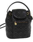 CHRISTIAN D1OR Canage Lady D1OR Backpack Lamb Skin Black Auth yk10497A