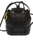 CHRISTIAN D1OR Canage Lady D1OR Backpack Lamb Skin Black Auth yk10497A