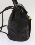 CHRISTIAN D1OR Canage Lady D1OR Backpack Lamb Skin Black Auth yk10497A