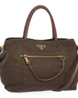 PRD Hand Bag Nylon 2way Brown Auth yk11190