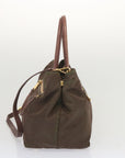 PRD Hand Bag Nylon 2way Brown Auth yk11190