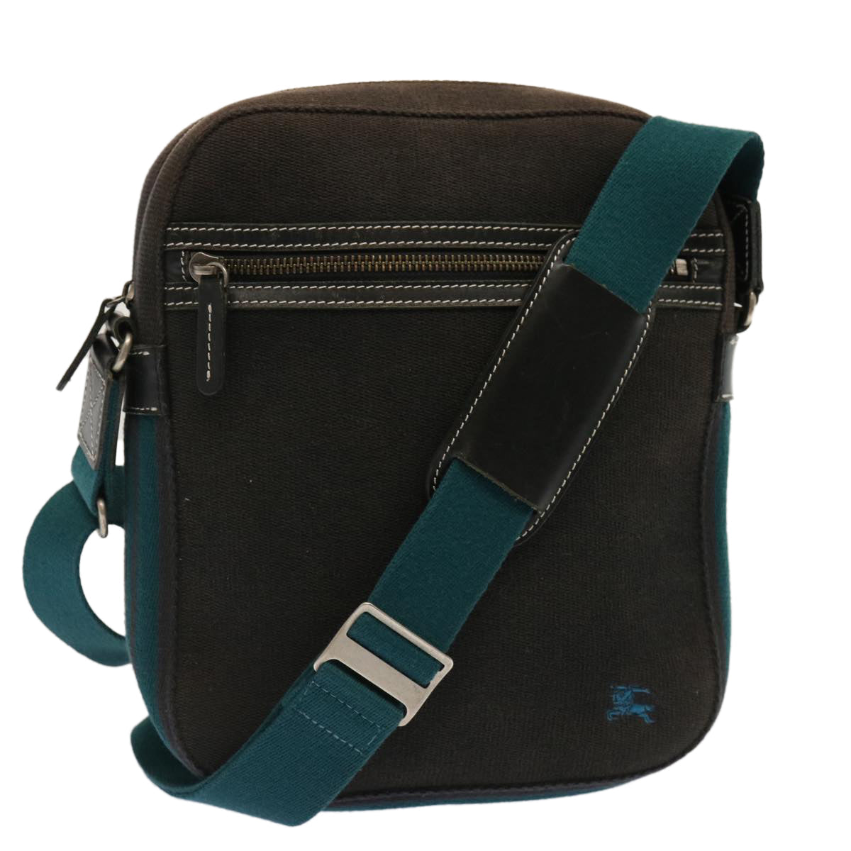 BBERRY Blue Label Shoulder Bag Canvas Black Auth yk11709