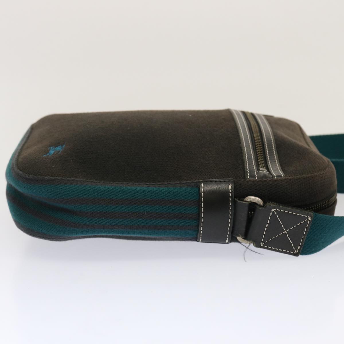 BBERRY Blue Label Shoulder Bag Canvas Black Auth yk11709
