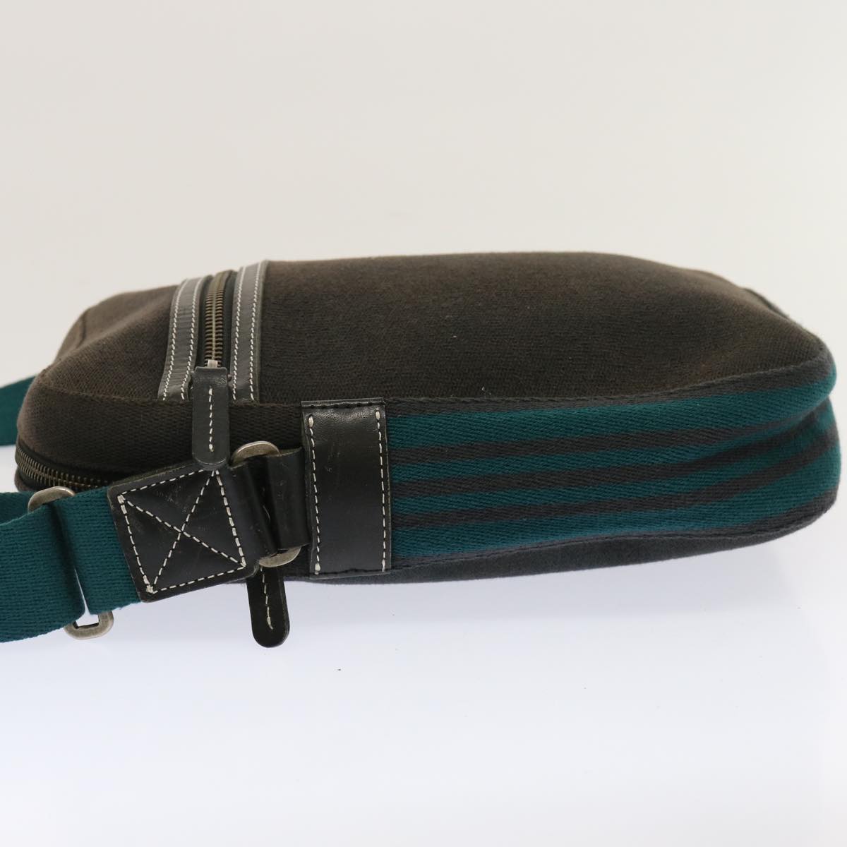 BBERRY Blue Label Shoulder Bag Canvas Black Auth yk11709