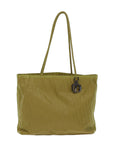 CHRISTIAN D1OR Cannage Trotter Canvas Lady D1OR Tote Bag Yellow Auth yk11844