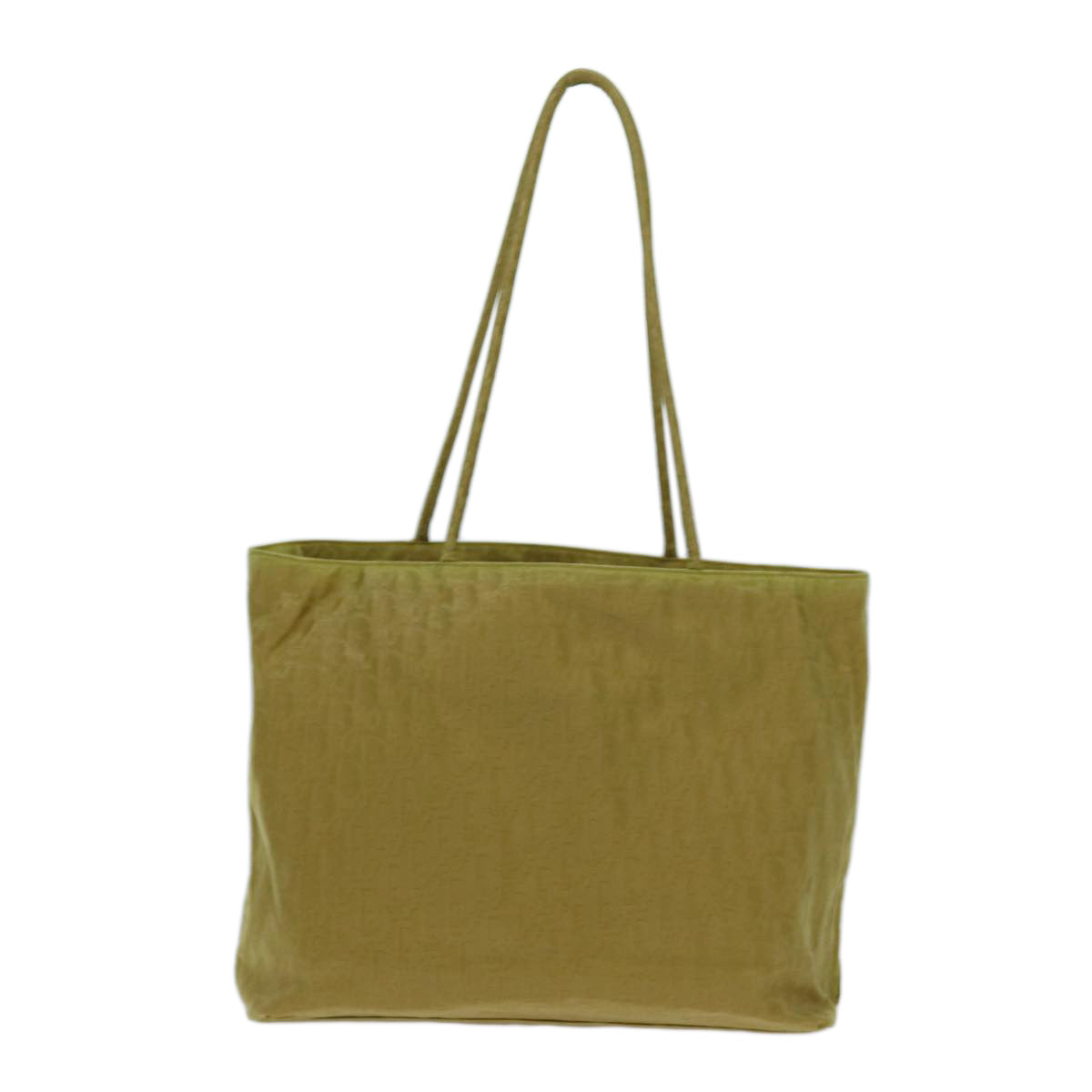 CHRISTIAN D1OR Cannage Trotter Canvas Lady D1OR Tote Bag Yellow Auth yk11844