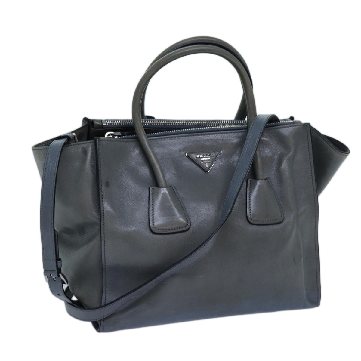 PRD Hand Bag Leather 2way Blue Auth yk11955