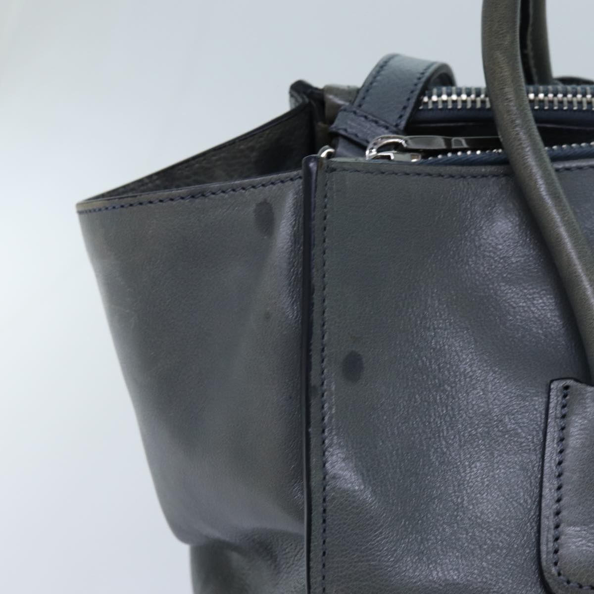 PRD Hand Bag Leather 2way Blue Auth yk11955