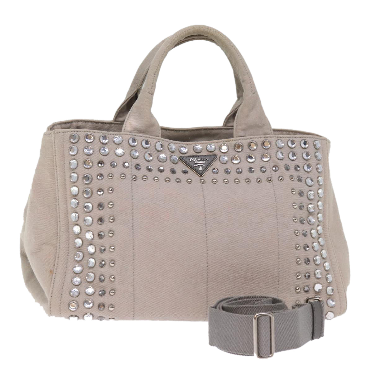 PRD Bijoux Canapa MM Hand Bag Canvas 2way Gray Auth yk12789