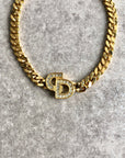 Christian D1OR CD Logo Motif Rhinestone Bracelet Gold Vintage chgiwy